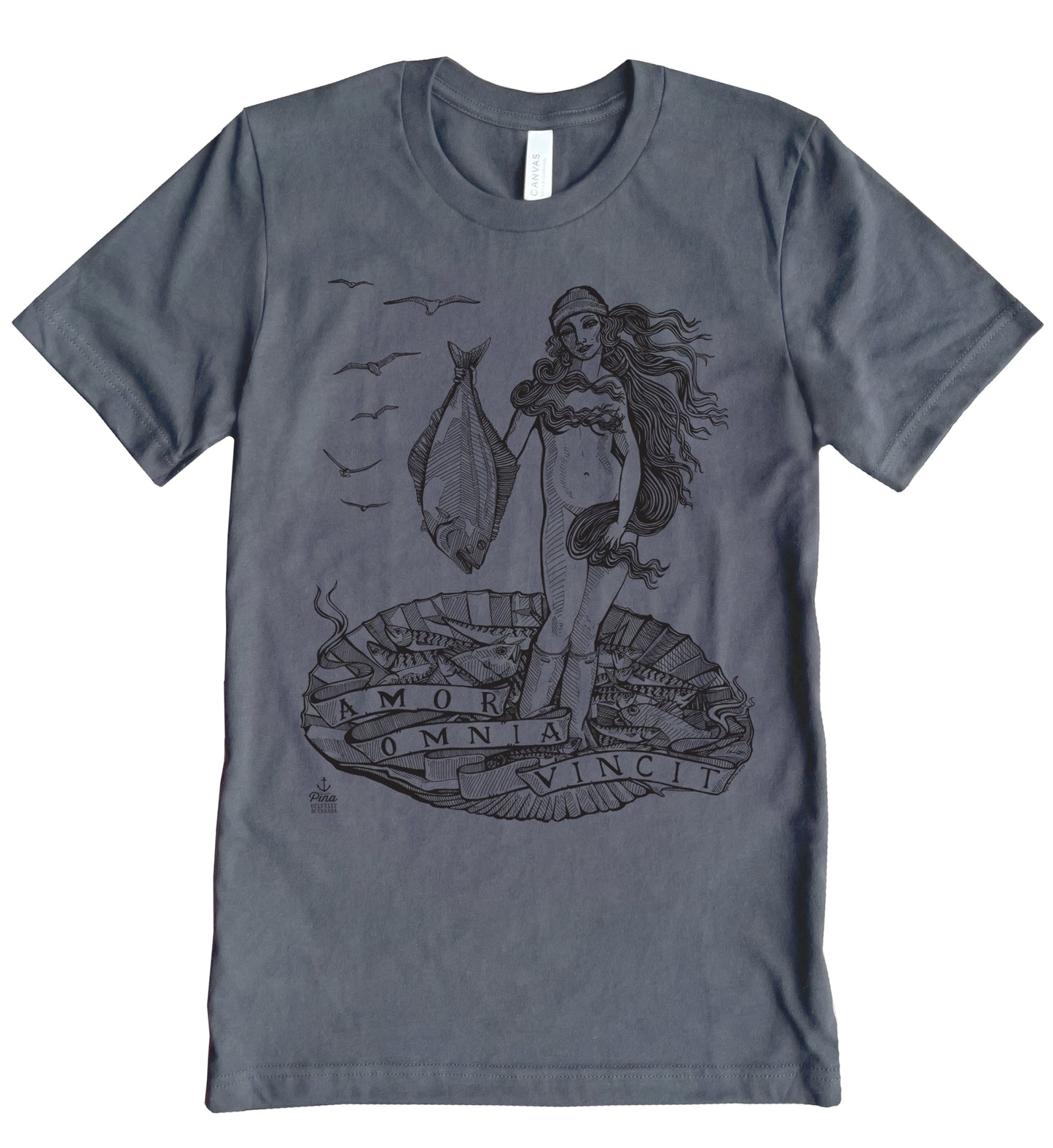 Birth of Venus in Black Ink Unisex Cotton Jersey Tee