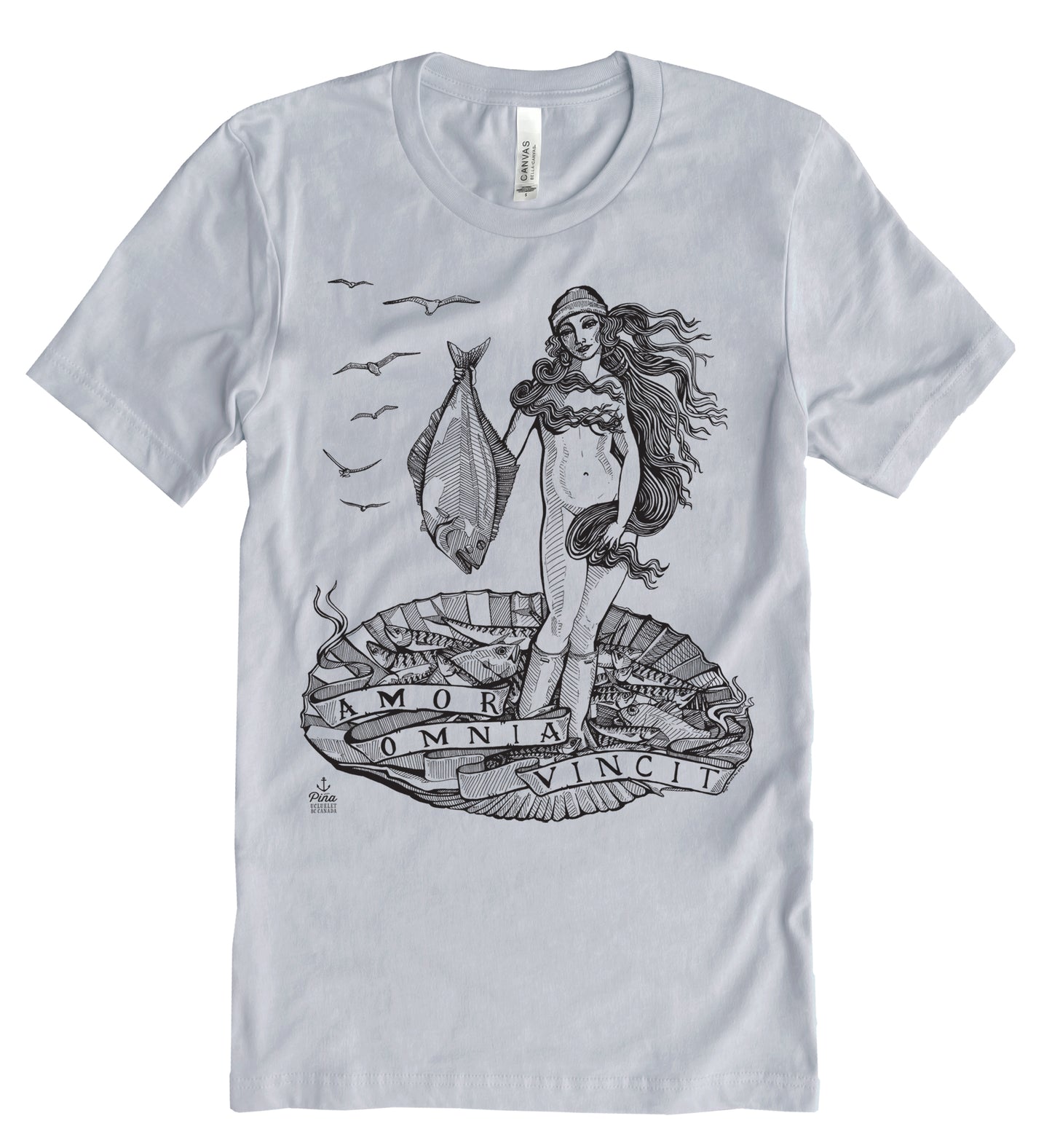 Birth of Venus in Black Ink Unisex Cotton Jersey Tee