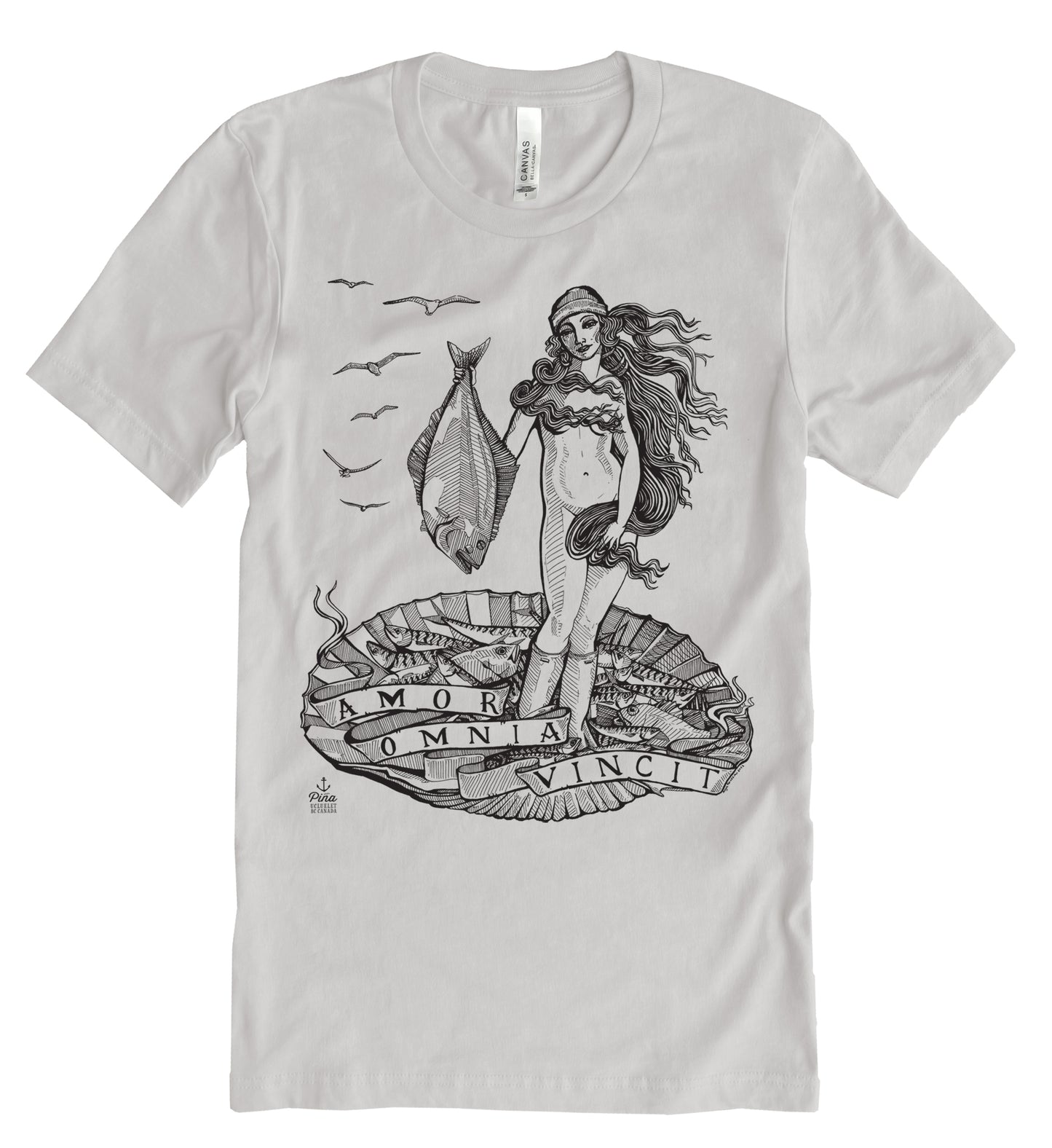 Birth of Venus in Black Ink Unisex Cotton Jersey Tee