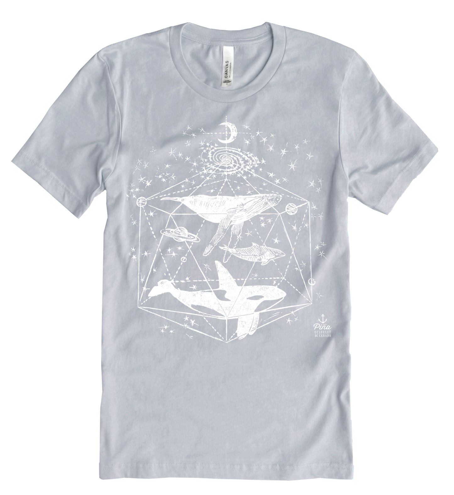 Galactic Whales in White Ink Unisex Cotton Jersey Tee