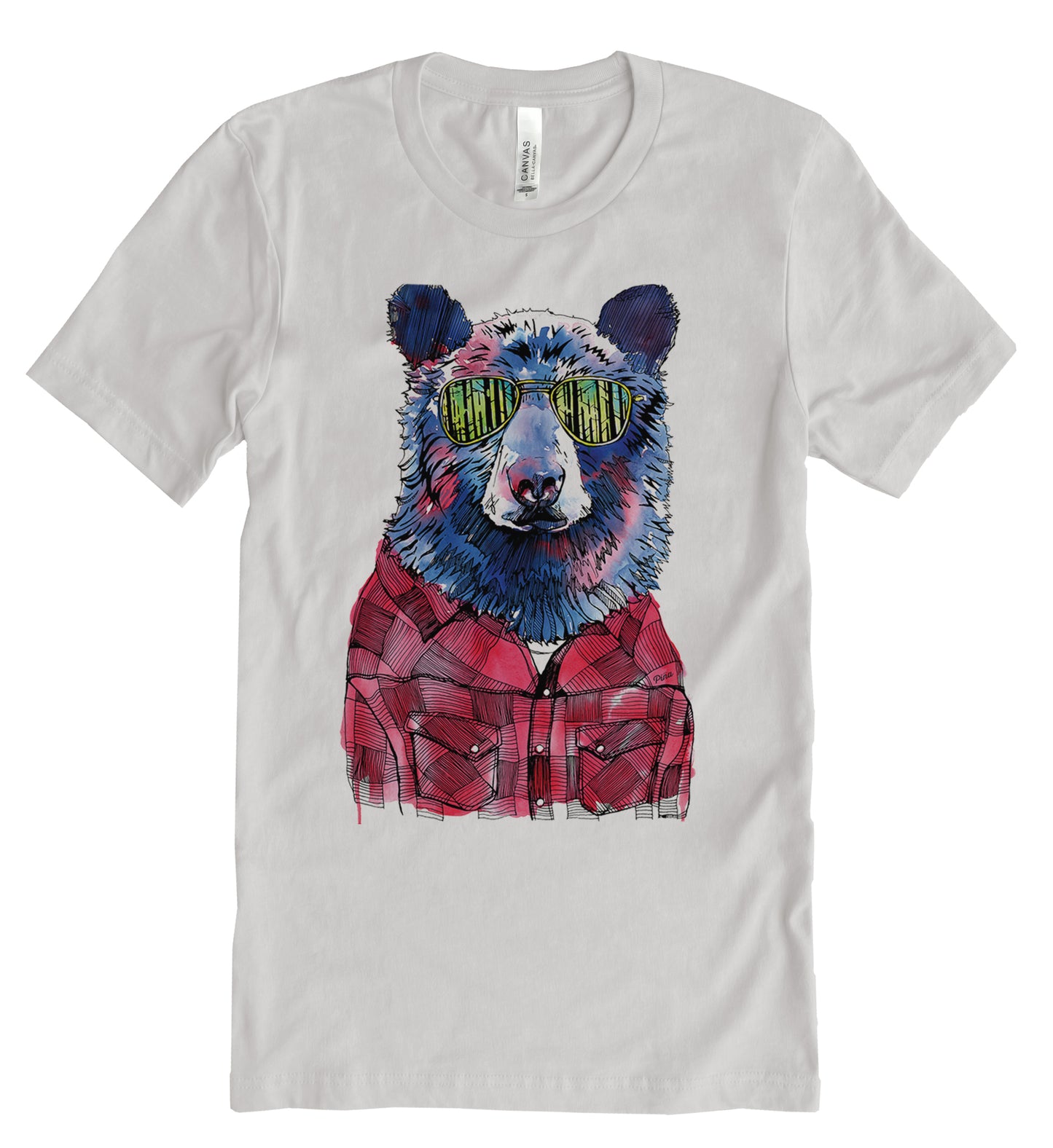 Hipster Bear in Full Colour Unisex Cotton Jersey Tee