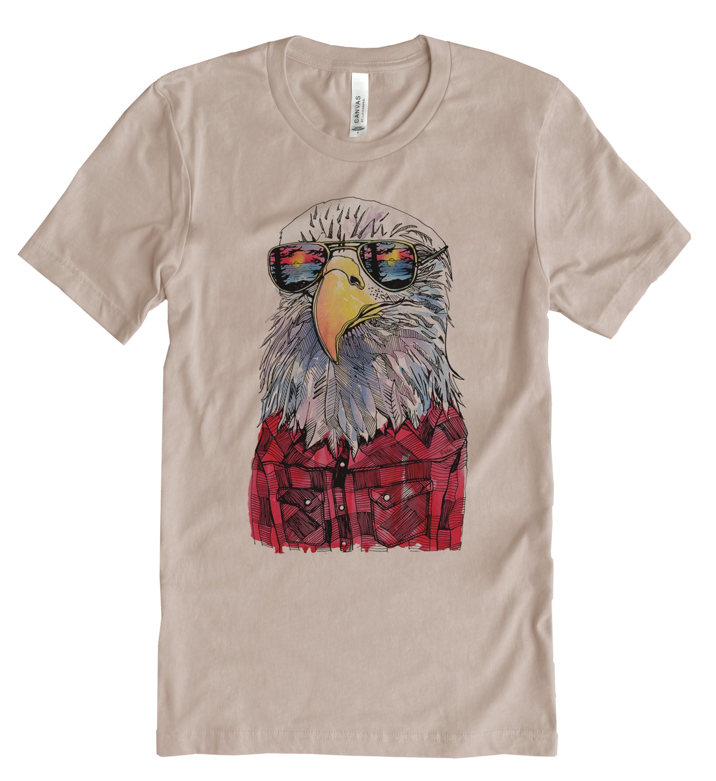 Hipster Eagle in Full Colour Cotton Jersey Unisex Tee