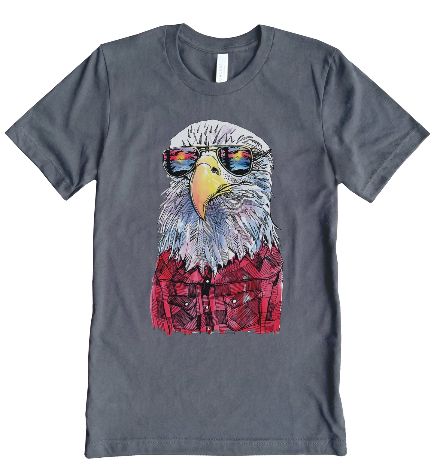 Hipster Eagle in Full Colour Cotton Jersey Unisex Tee