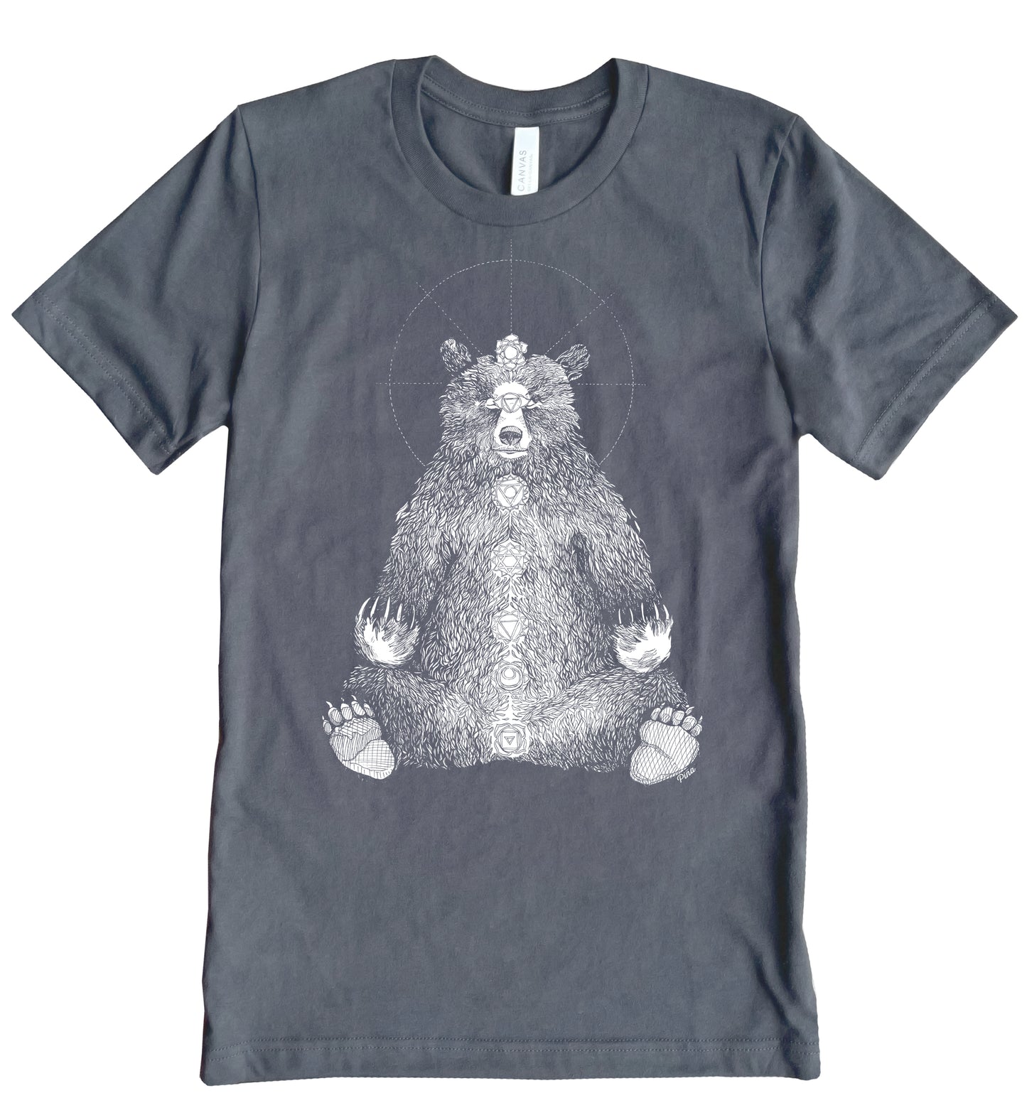 Kundalini Bear in White Ink Unisex Cotton Jersey Tee