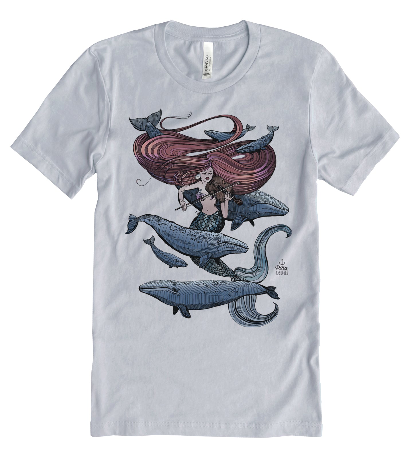 Mermaid Fiddling in Full Colour Unisex Cotton Jersey Tee