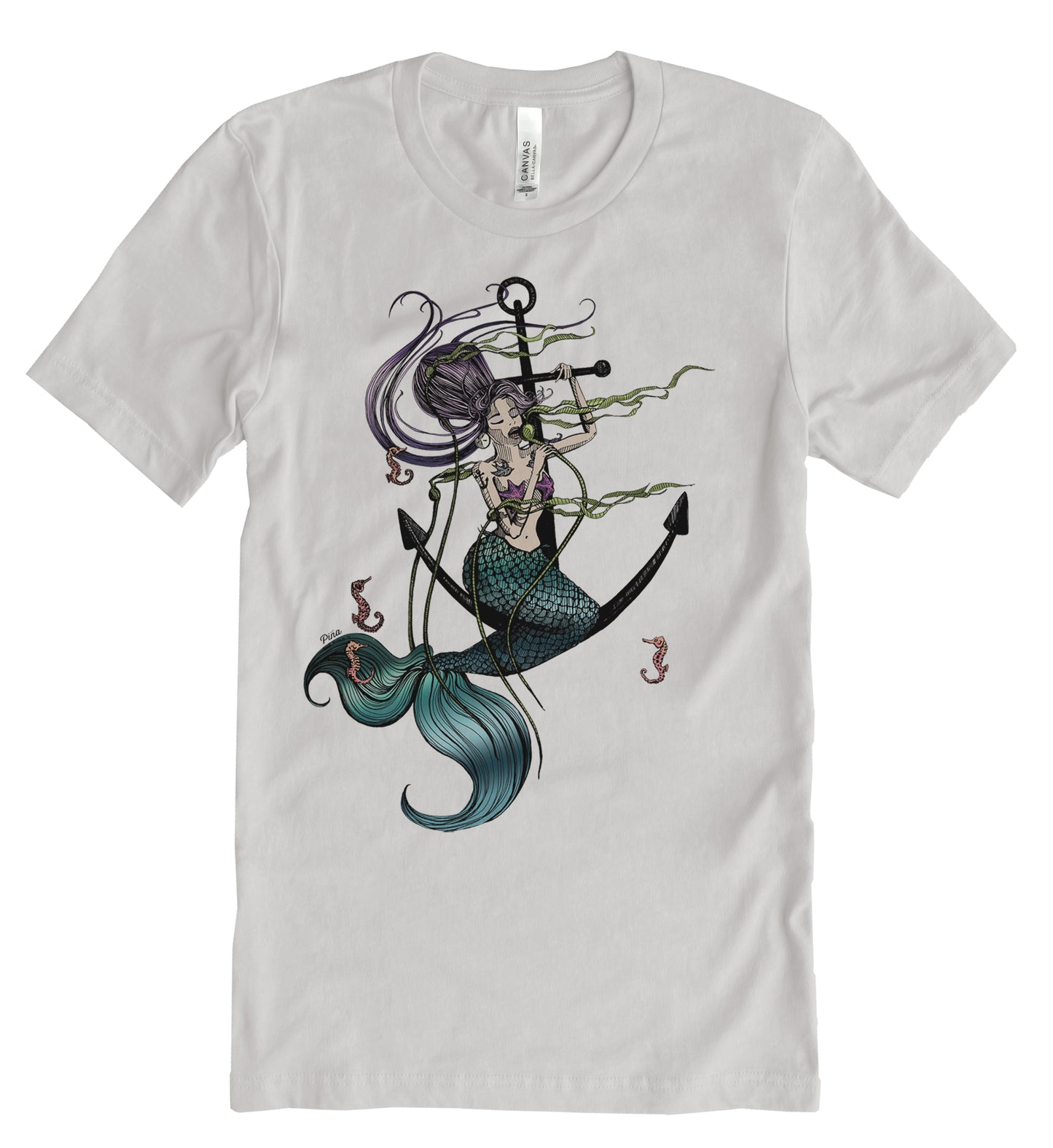 Mermaid Singing in Full Colour Unisex Cotton Jersey Tee