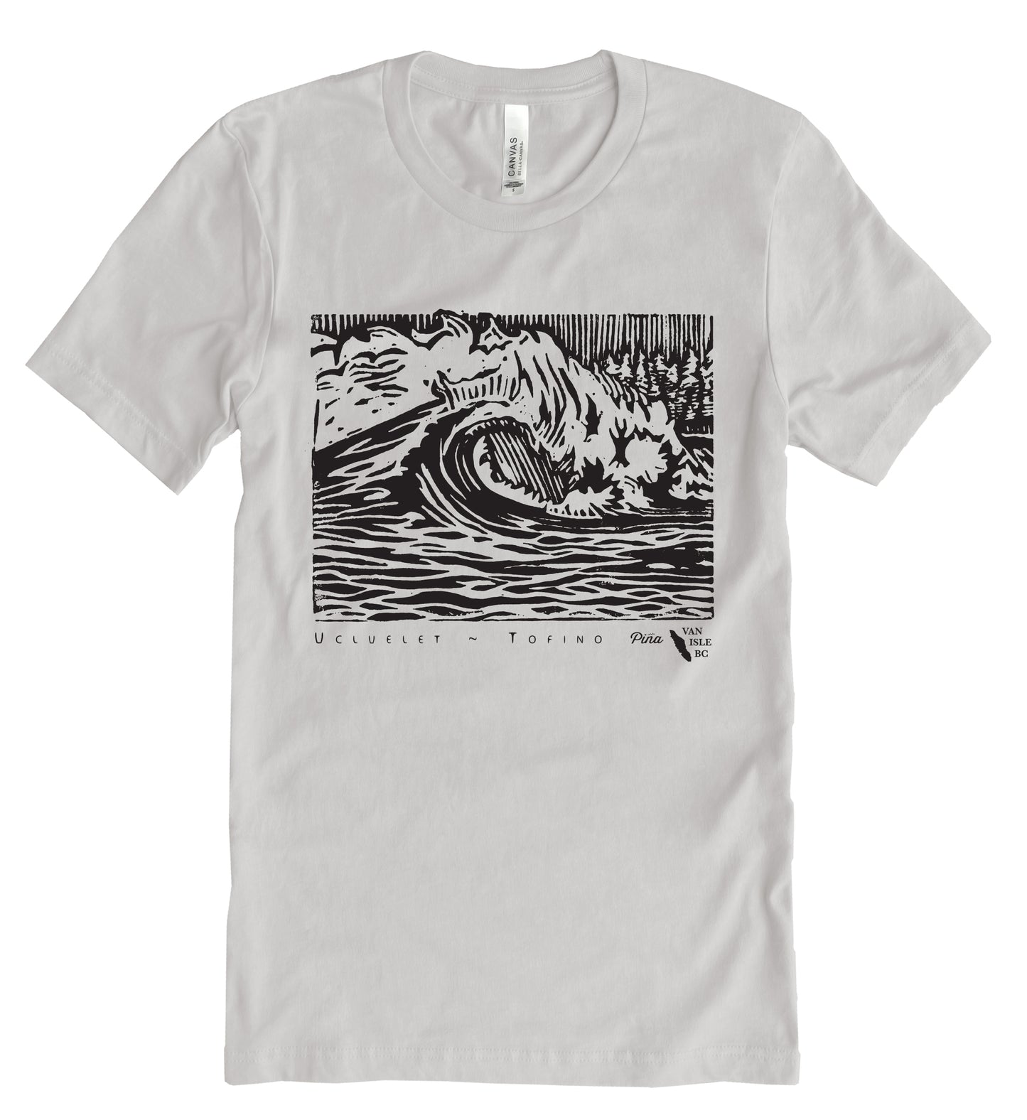 PNW Wave in Black Ink Unisex Cotton Jersey Tee