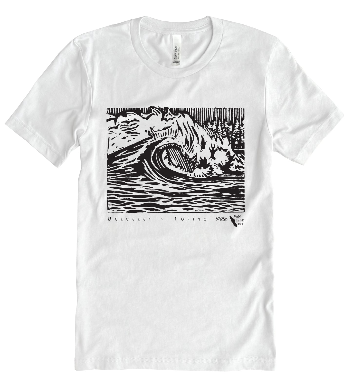 PNW Wave in Black Ink Unisex Cotton Jersey Tee