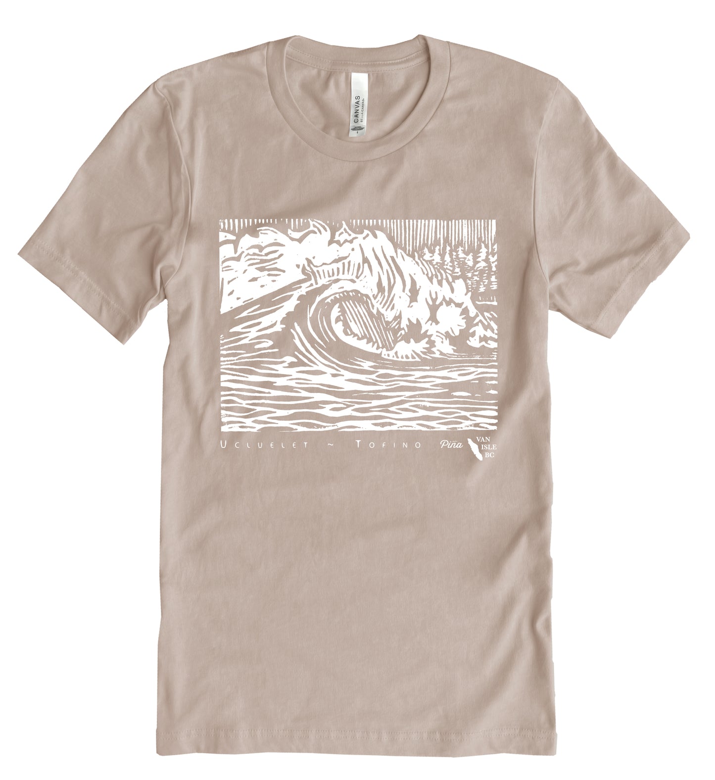 PNW Wave in White Ink Unisex Cotton Jersey Tee