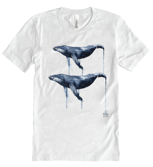 Watercolour Humpback Whales Unisex Cotton Jersey Tee