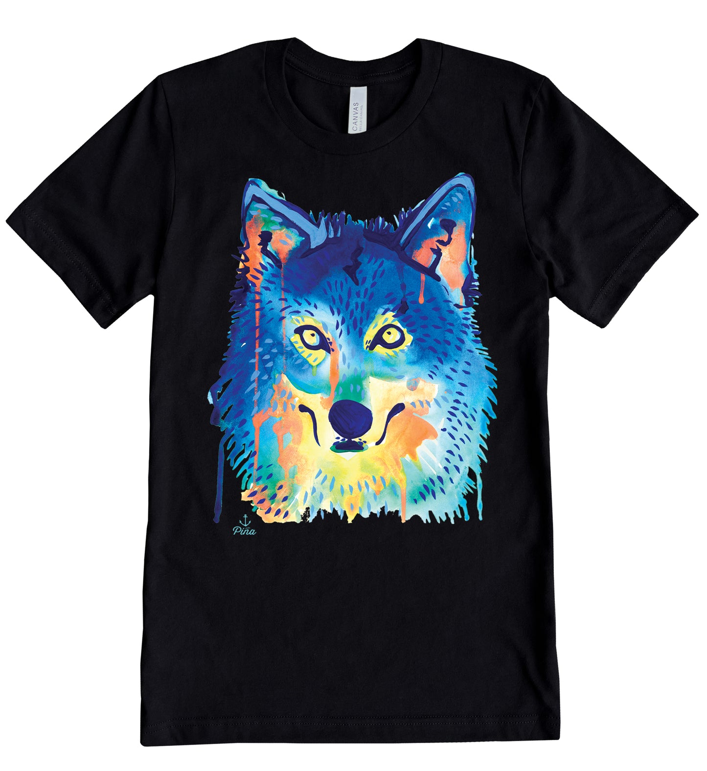 Watercolour Wolf Face Unisex Cotton Jersey Tee