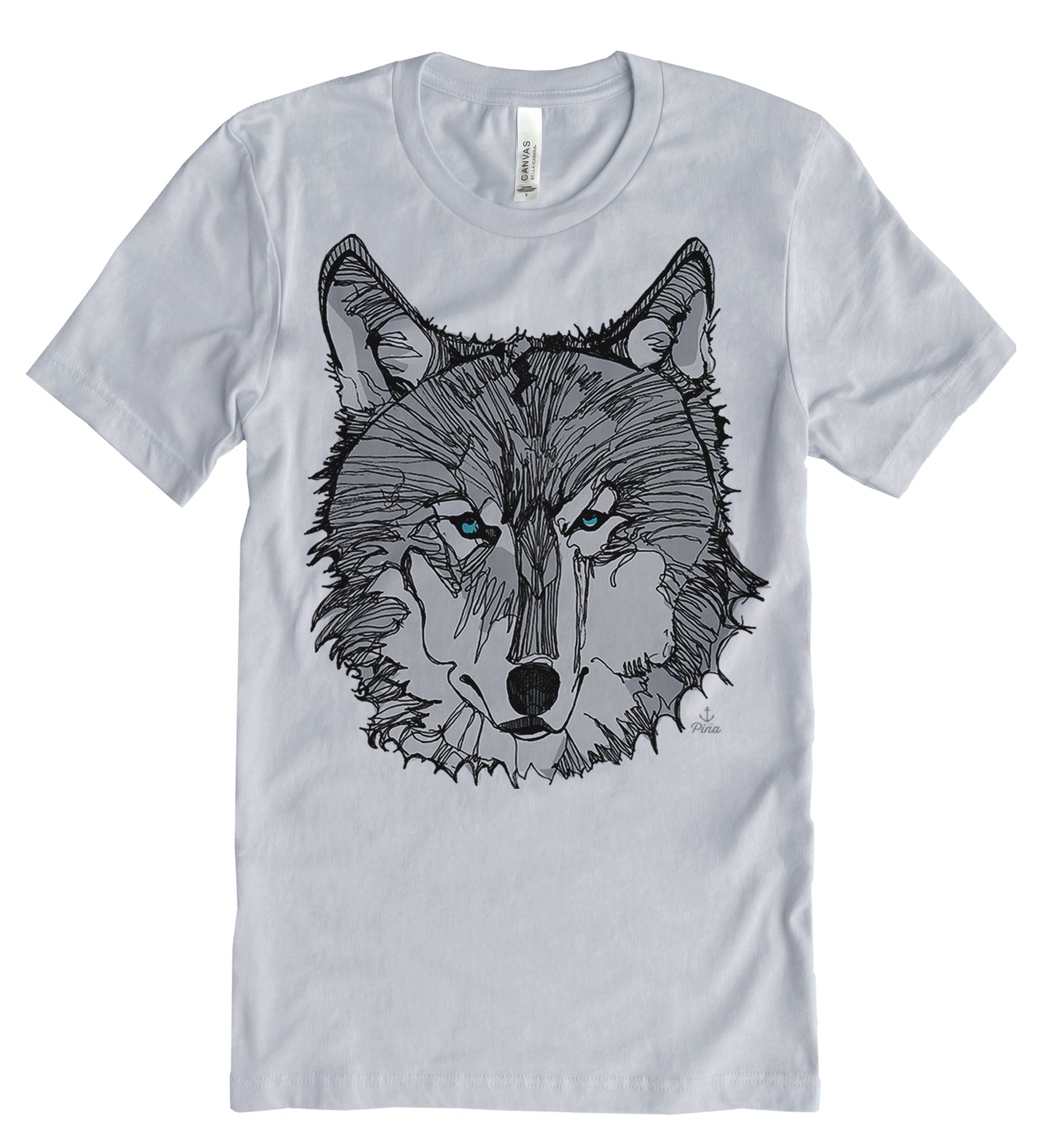 Wolf Face in Grey Unisex Cotton Jersey Tee