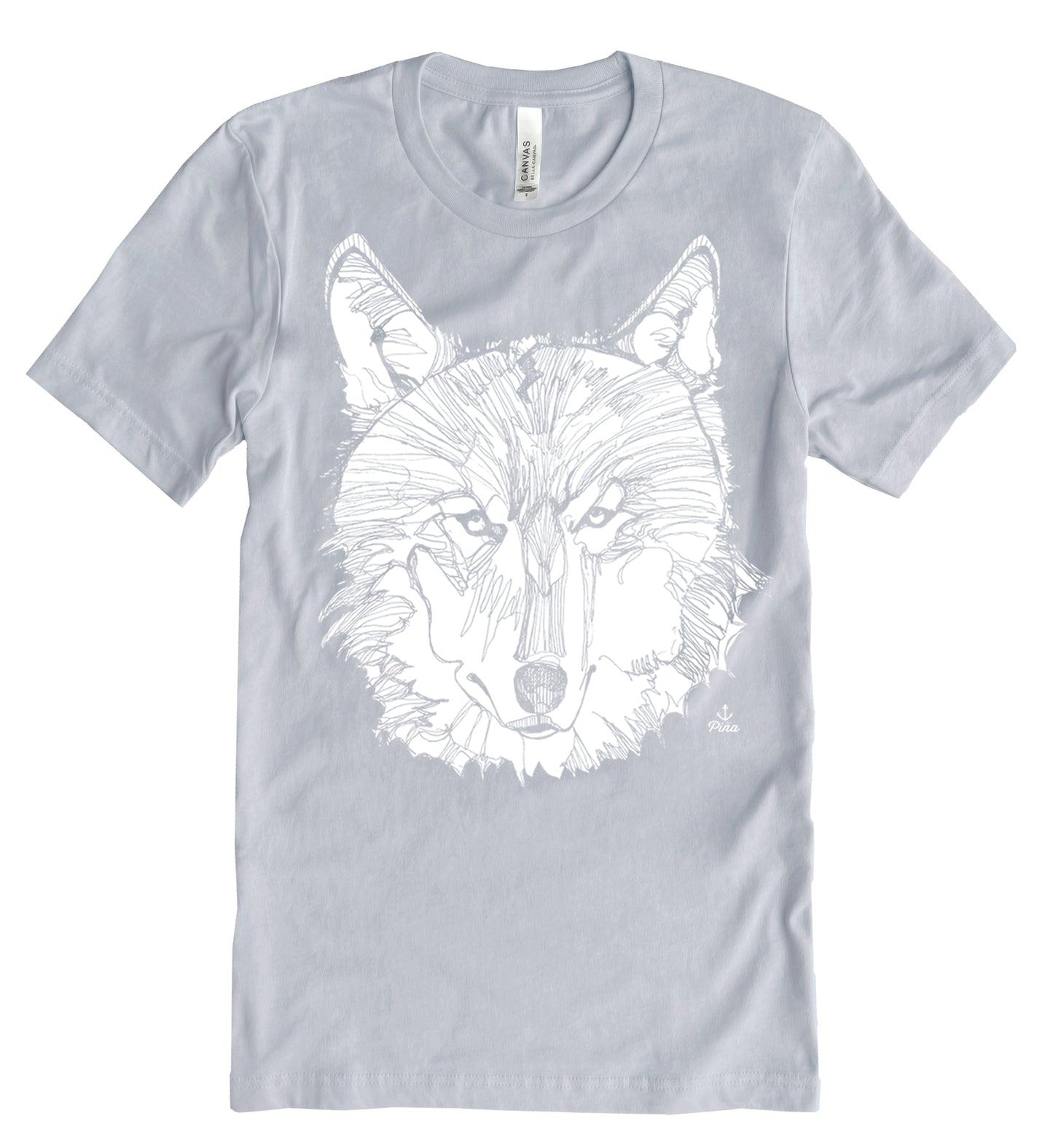 Wolf Face in White Ink Unisex Cotton Jersey Tee