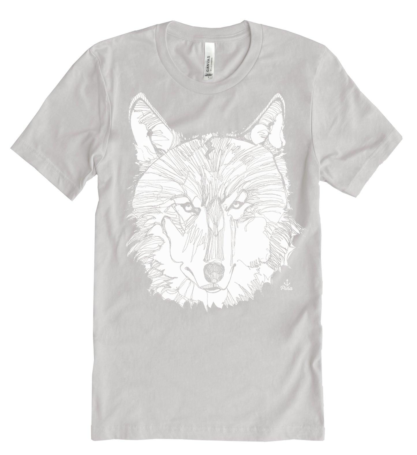 Wolf Face in White Ink Unisex Cotton Jersey Tee