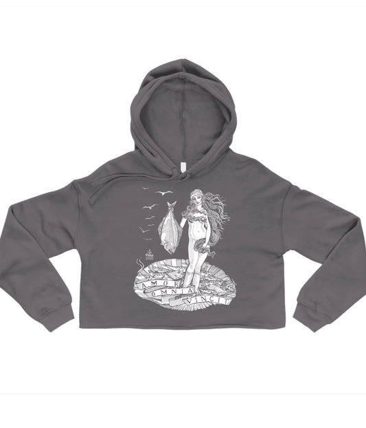 Birth of Venus in White Crop Hoodie