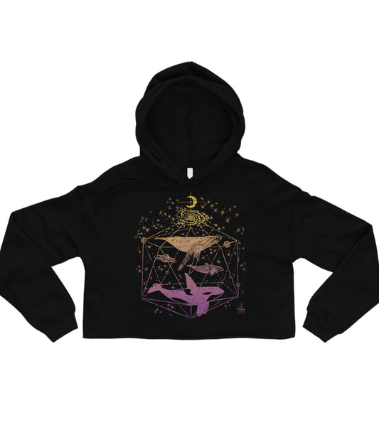 Galactic Whales in Colour Gradient Crop Hoodie