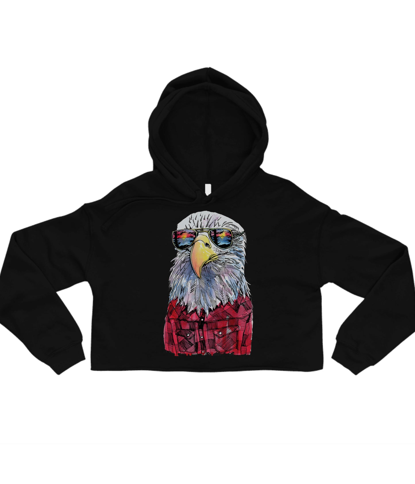 Hipster Eagle in Colour Crop Hoodie