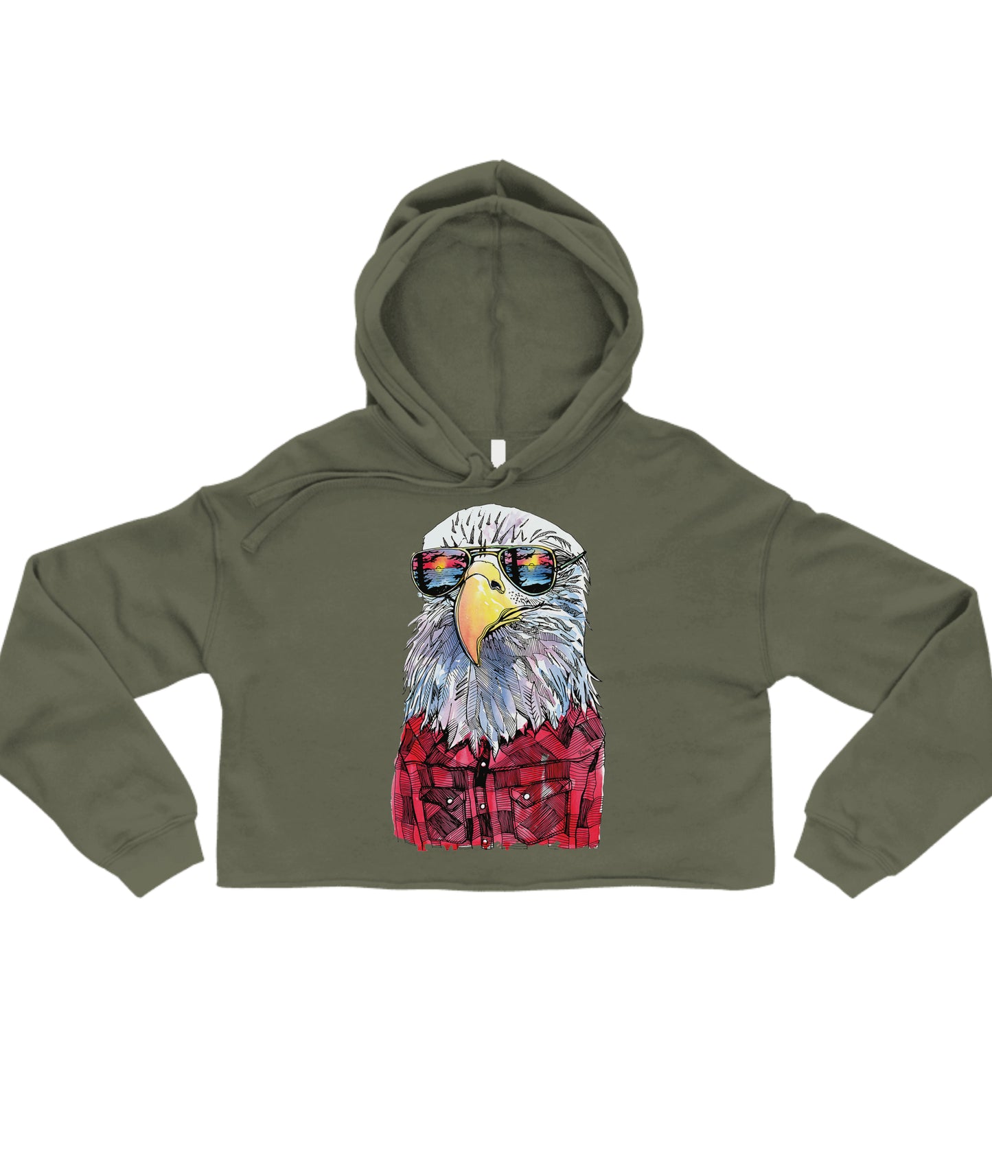 Hipster Eagle in Colour Crop Hoodie