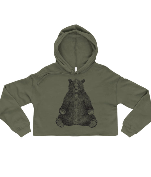 Kundalini Bear in Black Crop Hoodie