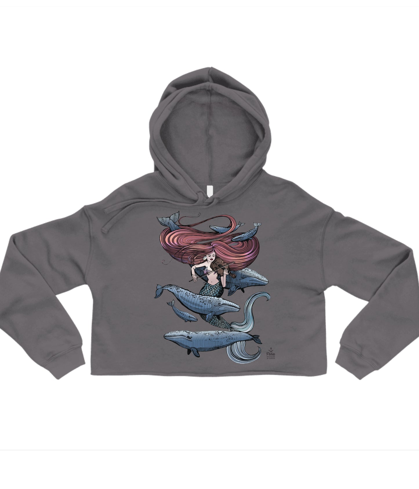 Mermaid Fiddling in Colour Crop Hoodie