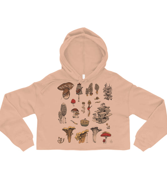 PNW Mushrooms in Colour Crop Hoodie