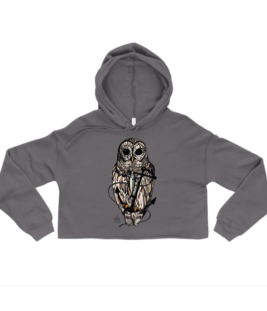 Owl and Anchor in Colour Crop Hoodie