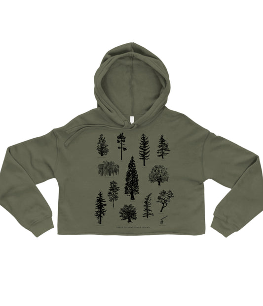 Tree Species in Black Crop Hoodie