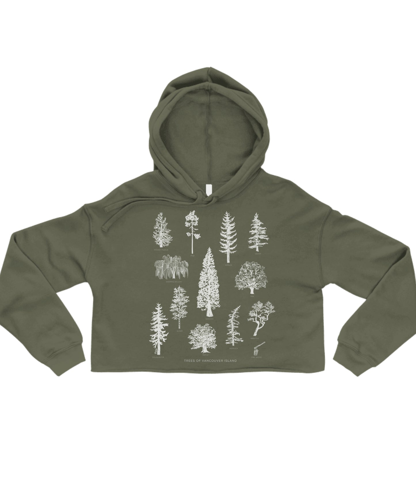 Tree Species in White Crop Hoodie