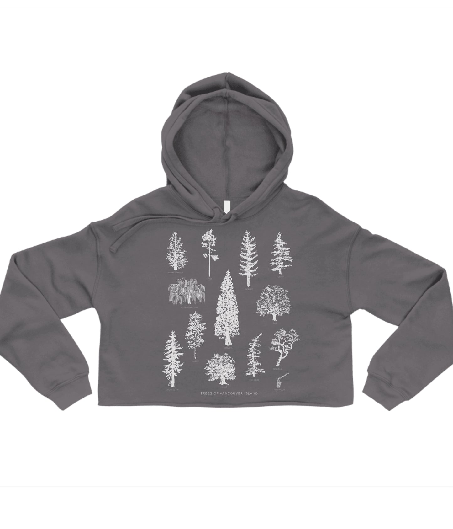 Tree Species in White Crop Hoodie