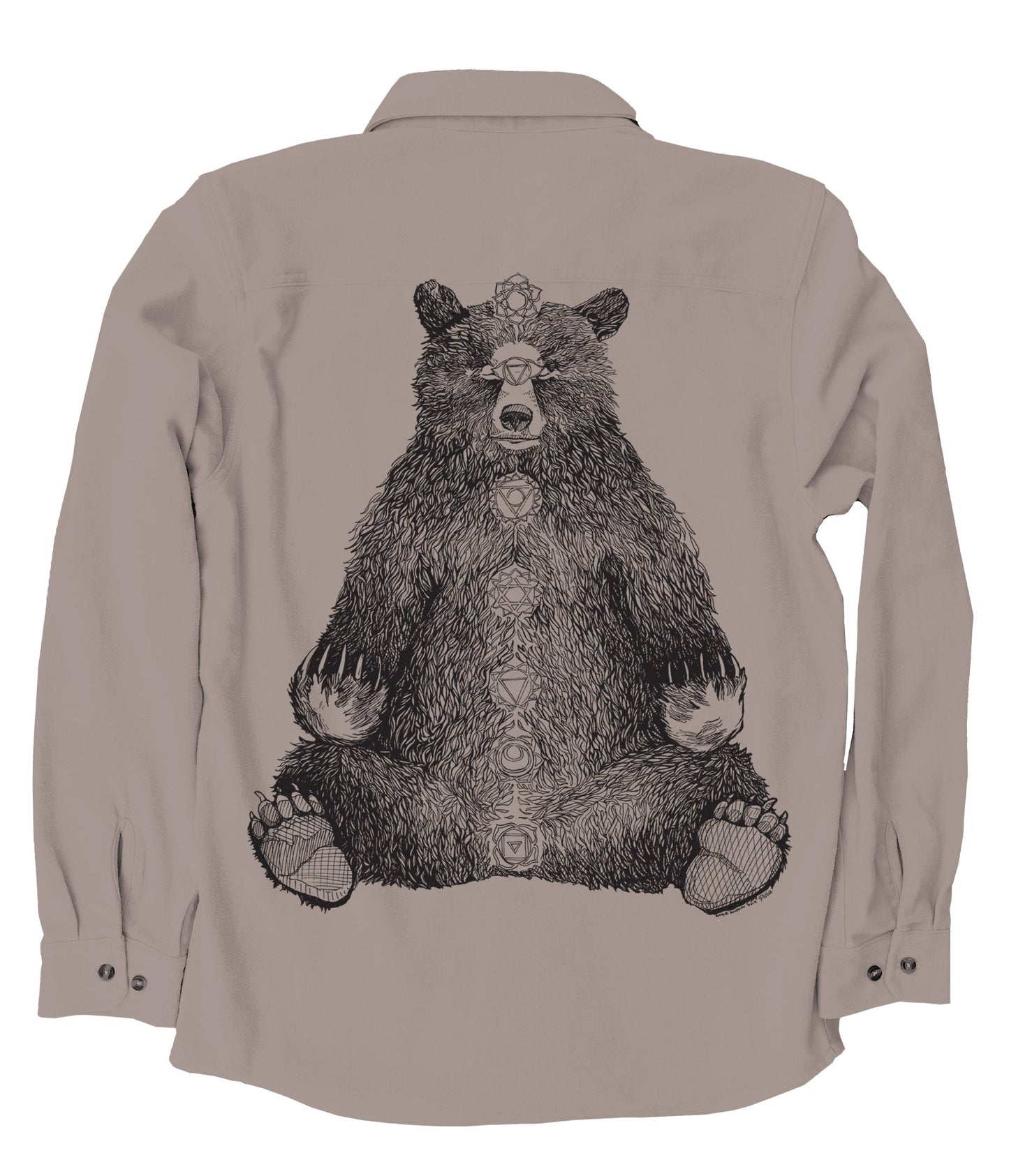 Kundalini Bear in Black Organic Cotton Flannel