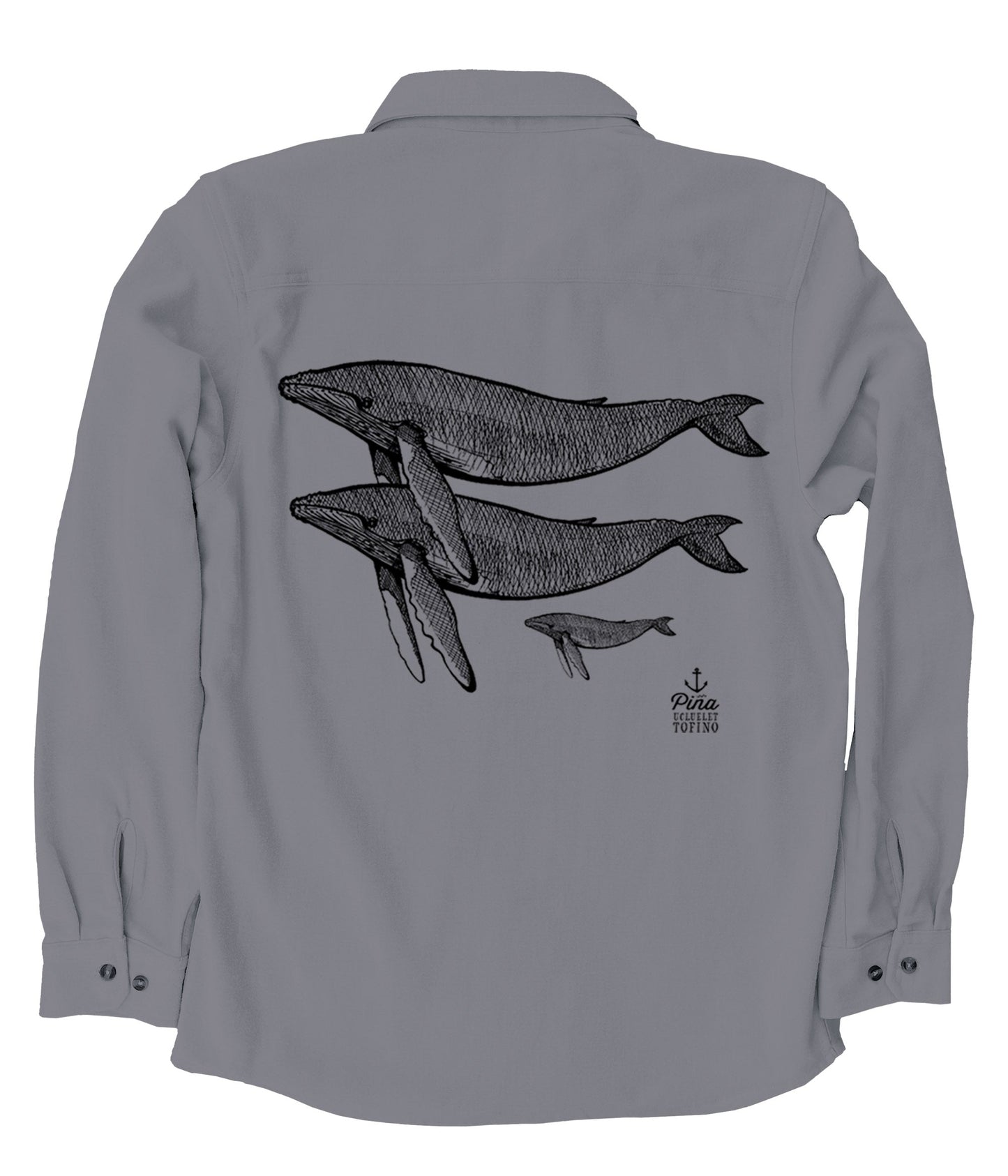 Humpback Fam in Black Organic Cotton Flannel