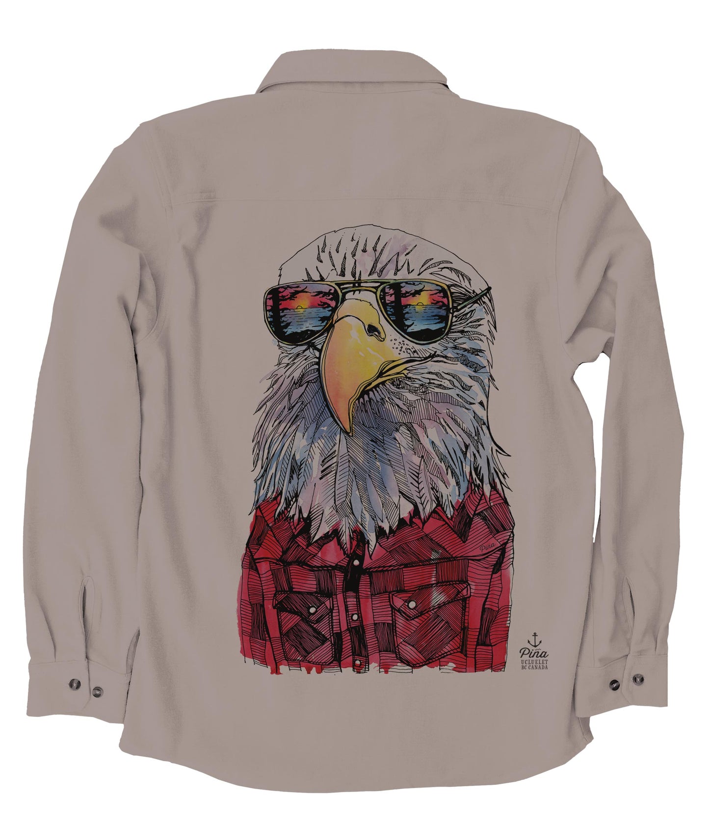 Hipster Eagle in Full Colour Organic Cotton Flannel