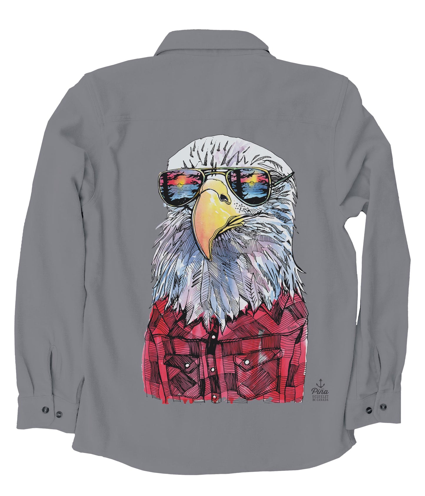 Hipster Eagle in Full Colour Organic Cotton Flannel