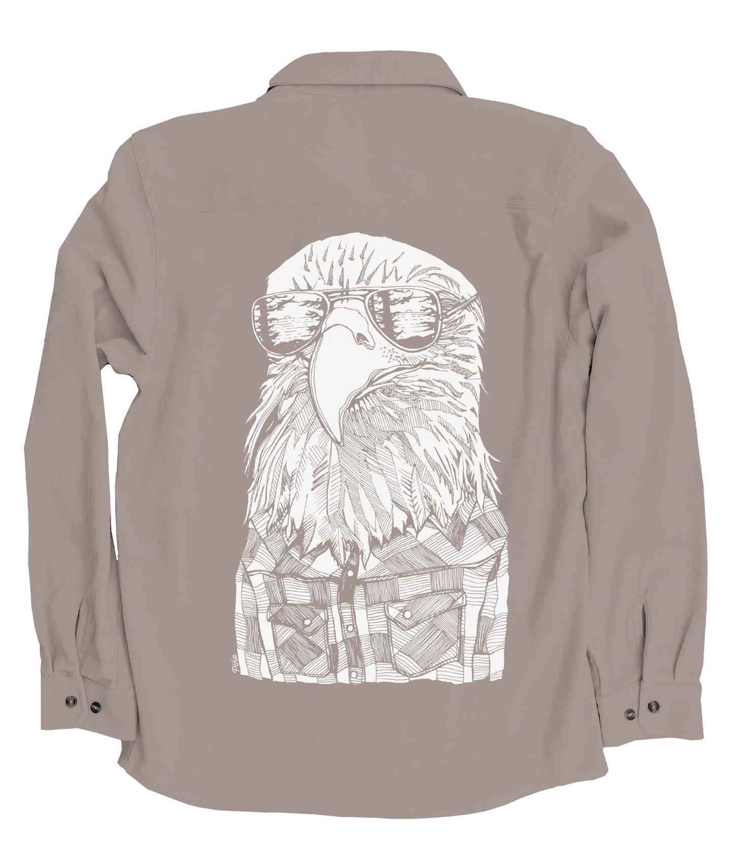 Hipster Eagle in White Organic Cotton Flannel