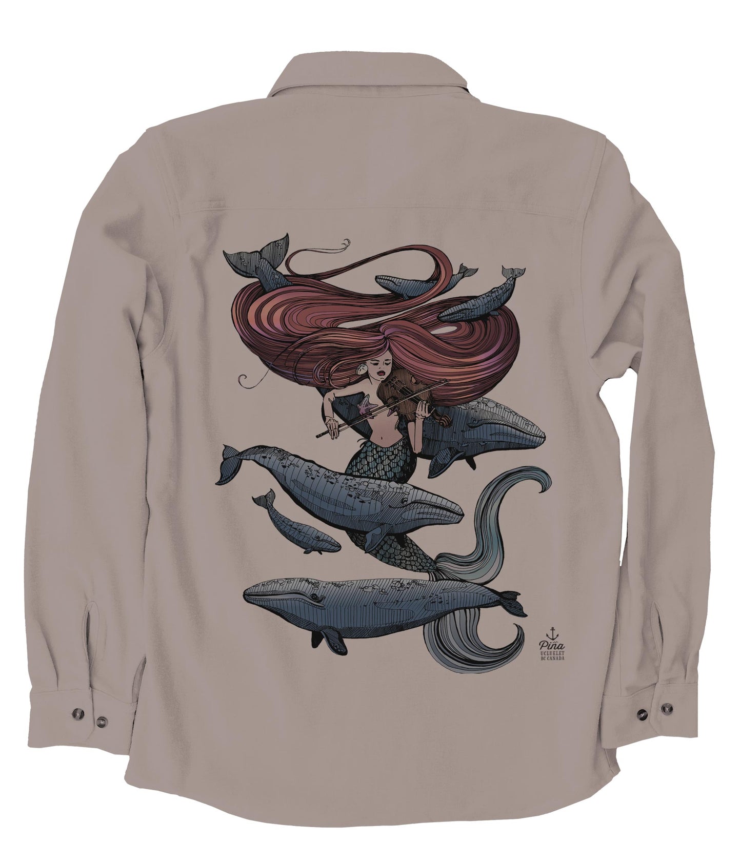 Mermaid Fiddling in Colour Organic Cotton Flannel