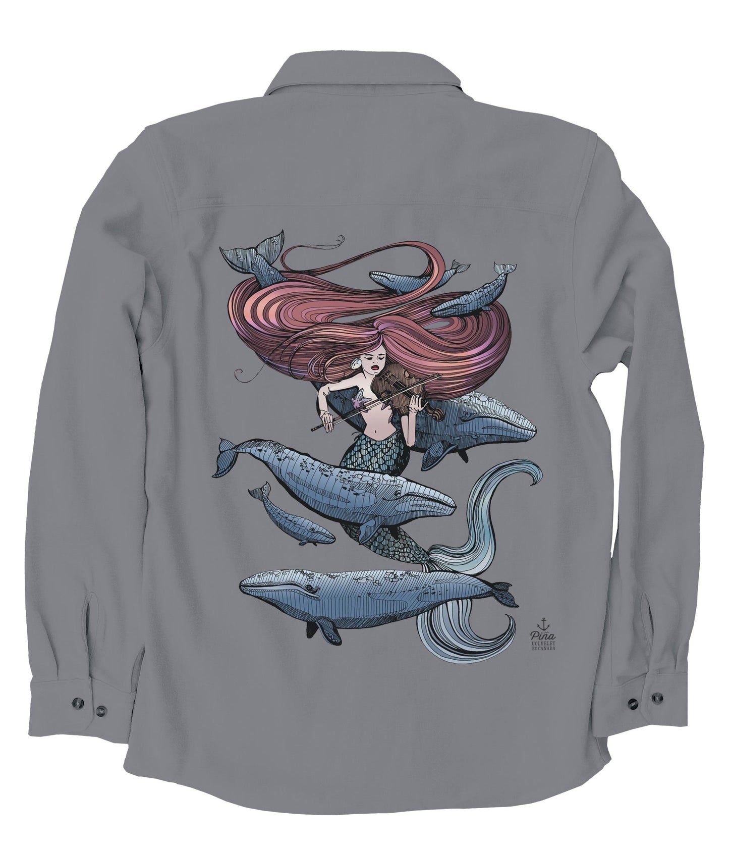 Mermaid Fiddling in Colour Organic Cotton Flannel