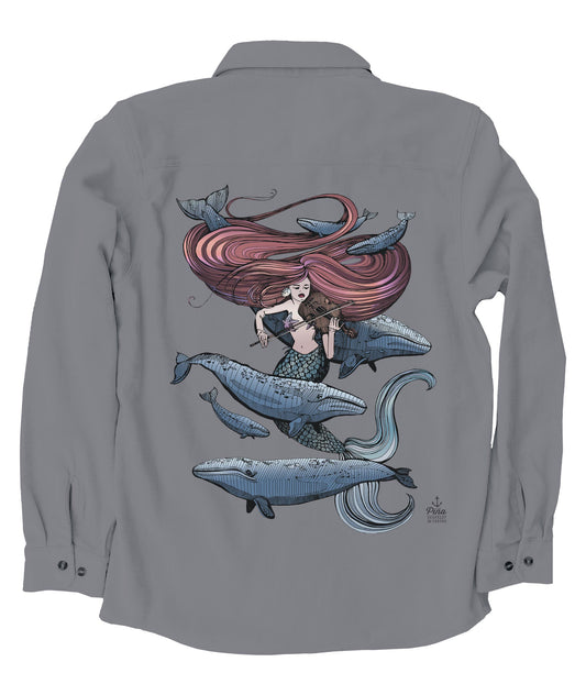 Mermaid Fiddling in Colour Organic Cotton Flannel