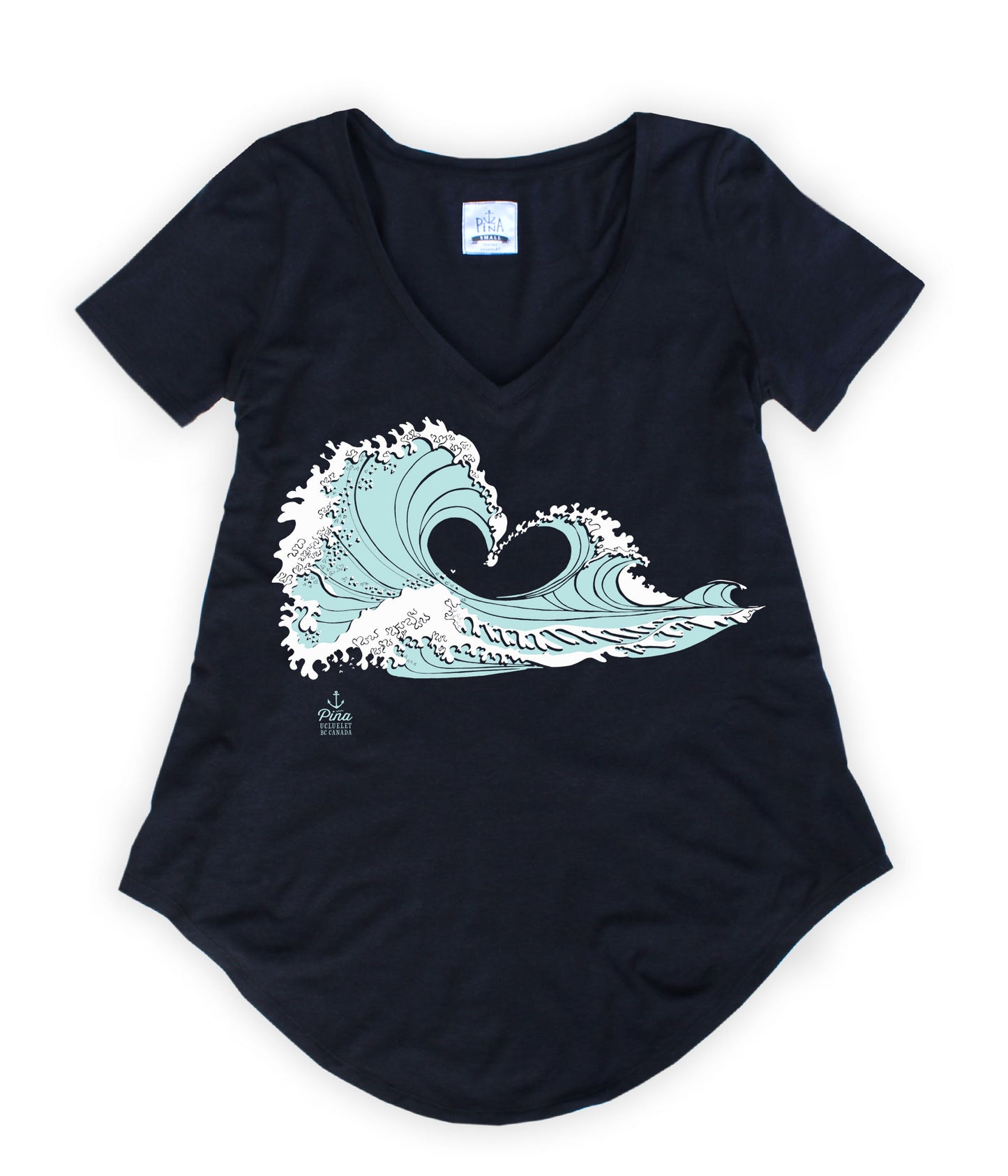 Love Wave in Teal on a Bamboo V-Neck Tee (Copy)