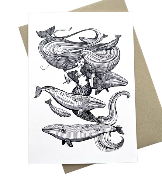 Mermaid Fiddling Greeting Card