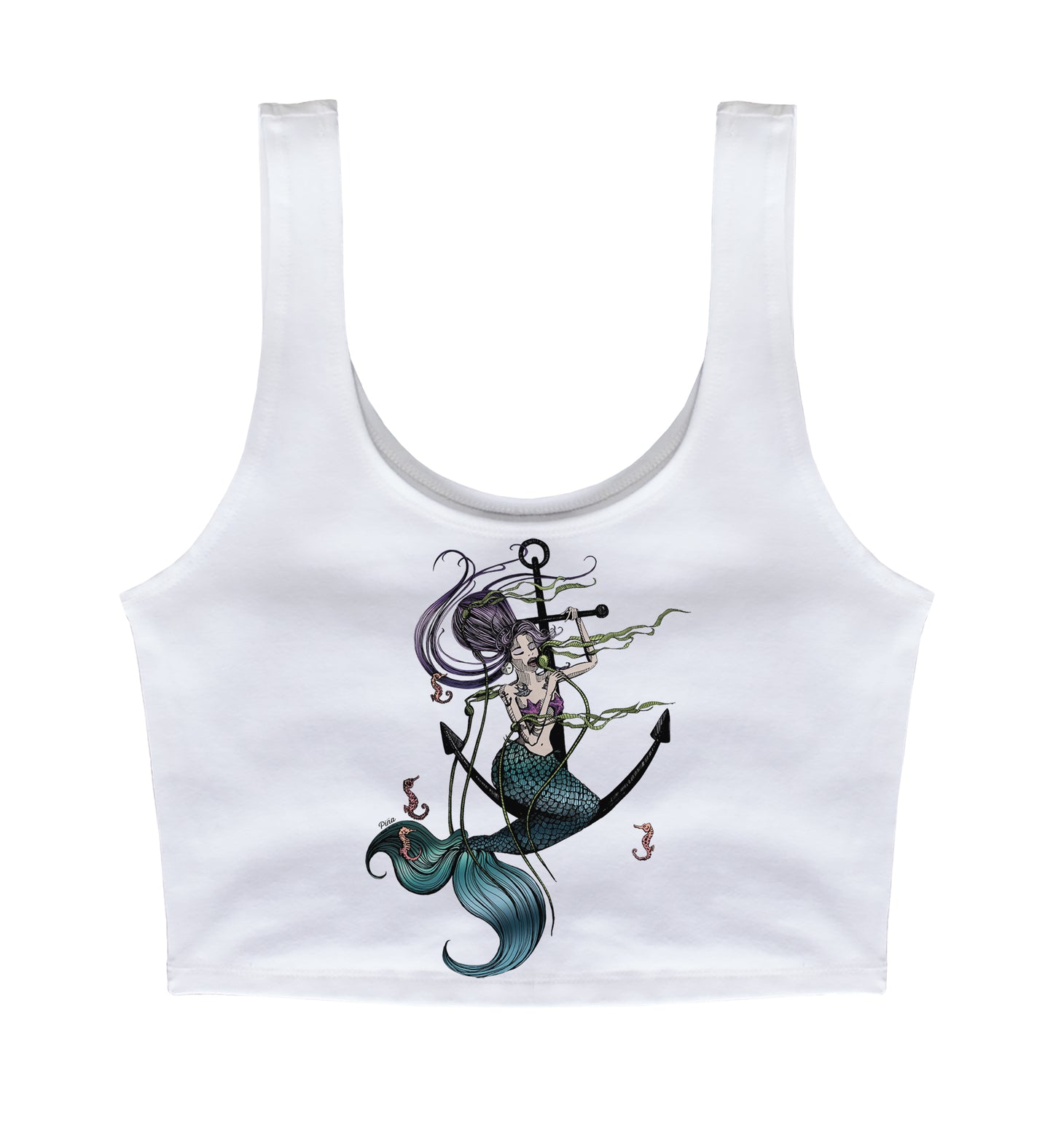 Mermaid Singing in Full Colour Crop Tank