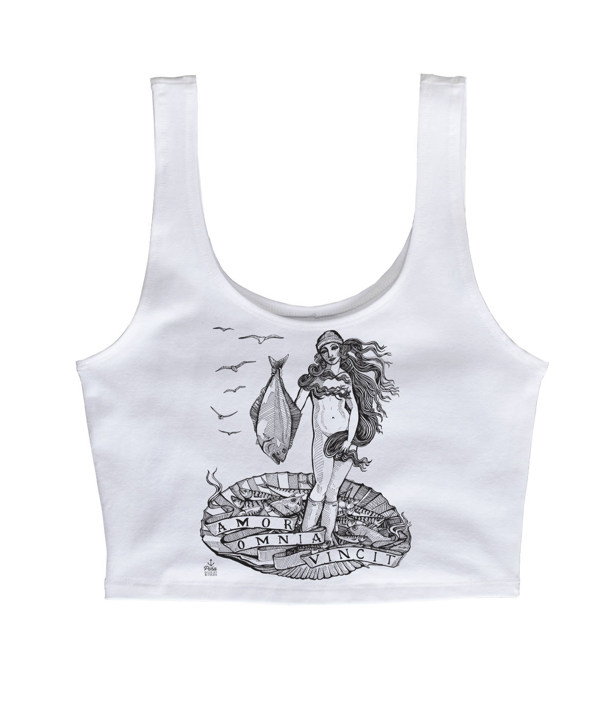 Birth of Venus in Black Crop Tank