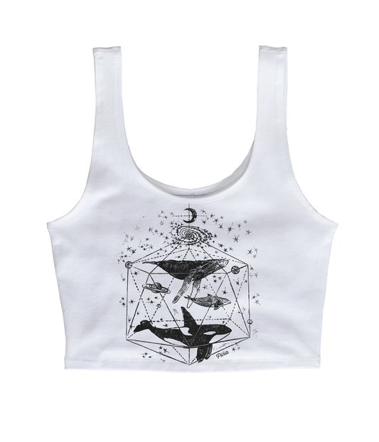 Galactic Whales in Black Crop Tank