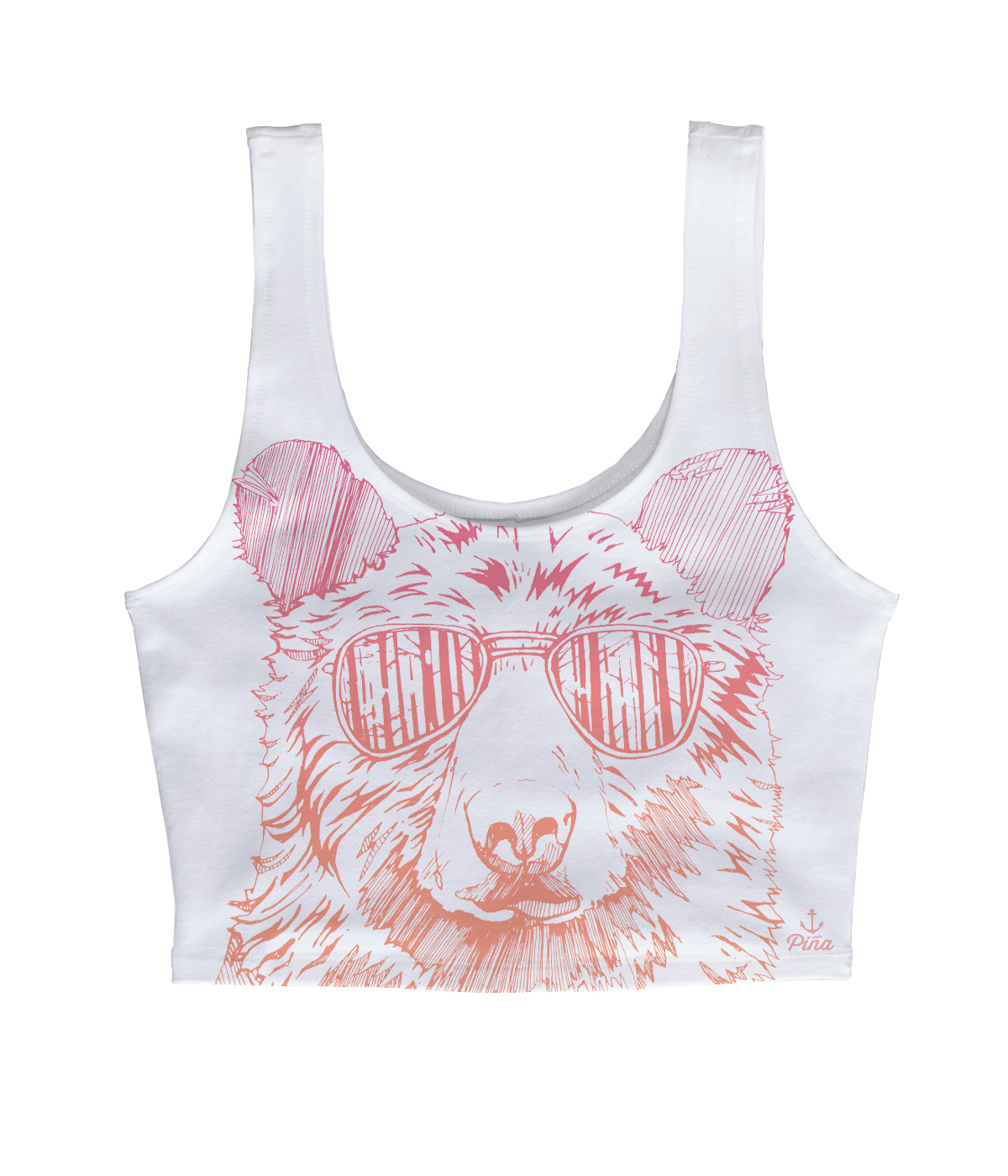 Hipster Bear in Sunset Gradient Crop Tank