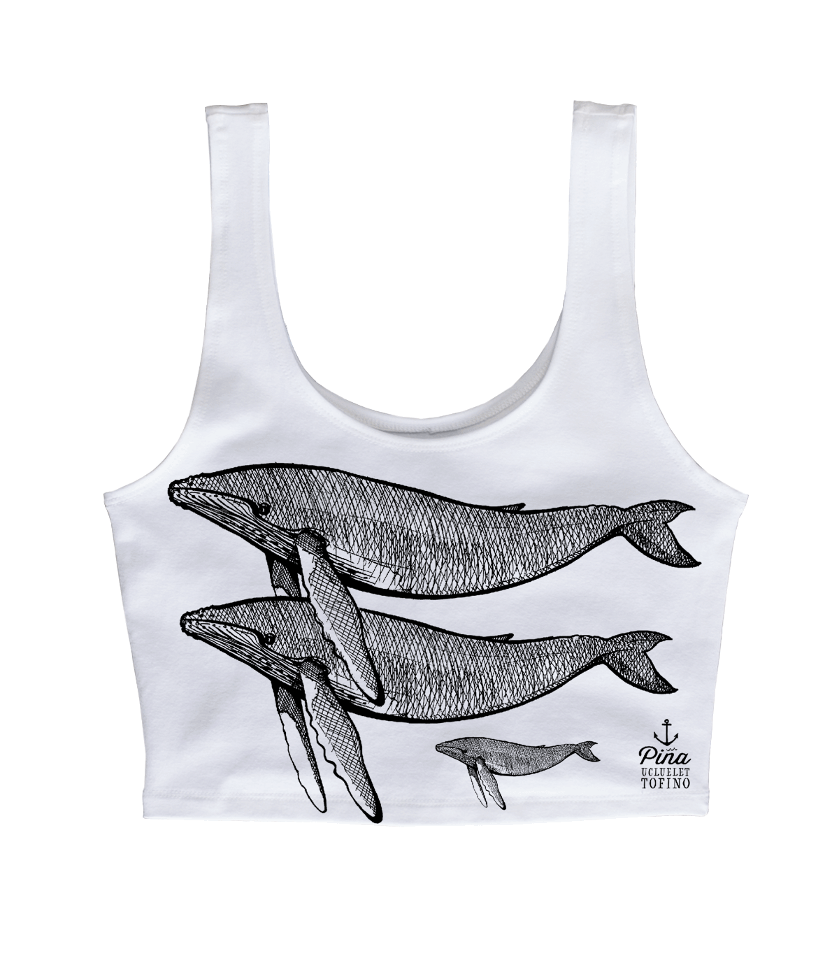 Humpback Fam in Black Crop Tank