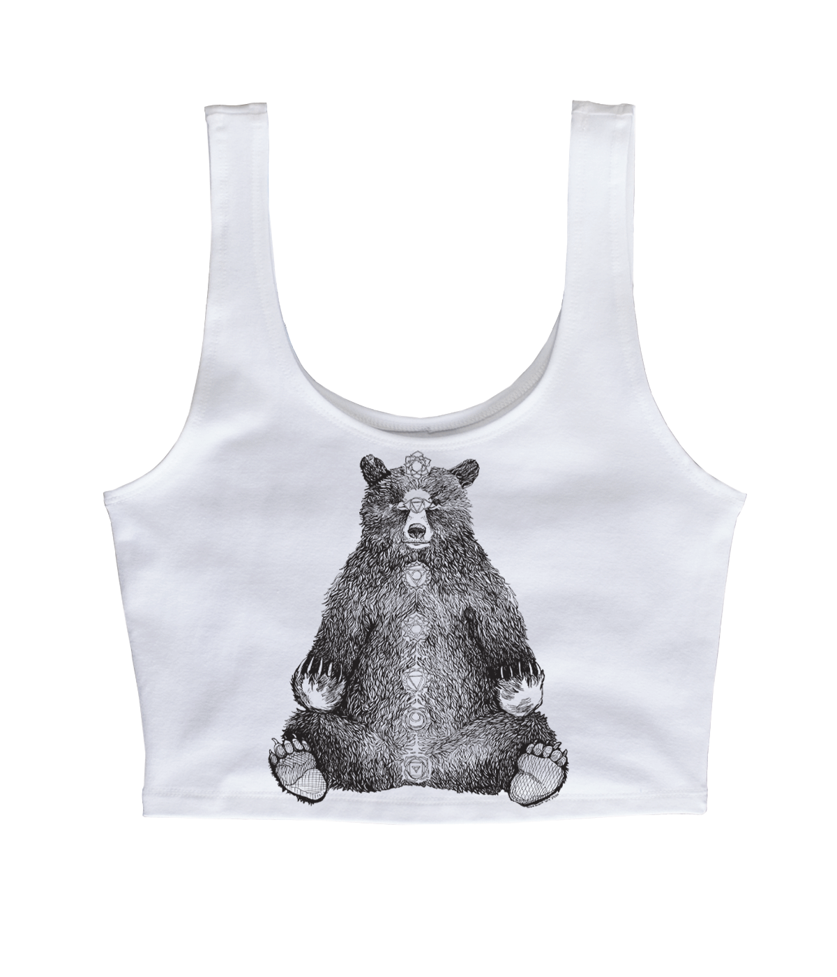 Kundalini Bear in Black Crop Tank