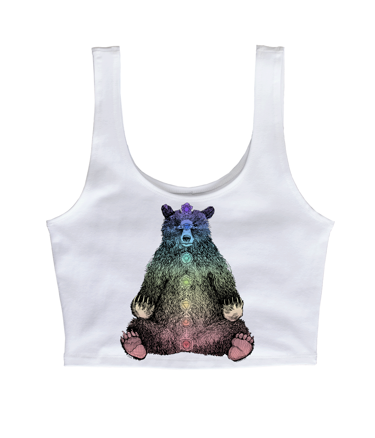 Kundalini Bear in Colour Chakra Frequency Tuned Crop Tank