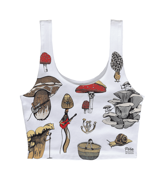 PNW Mushrooms in Colour Crop Tank