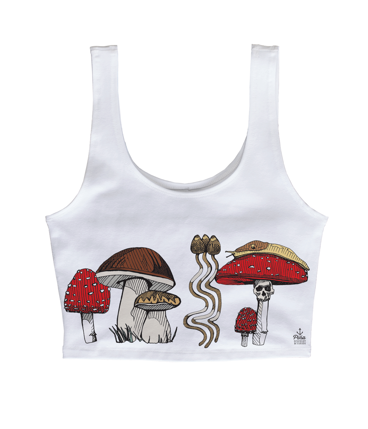 PNW Mushroom Garden in Colour Crop Tank