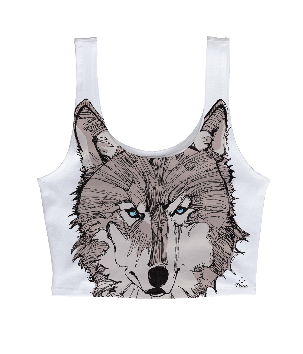 Wolf Face in Brown Crop Tank