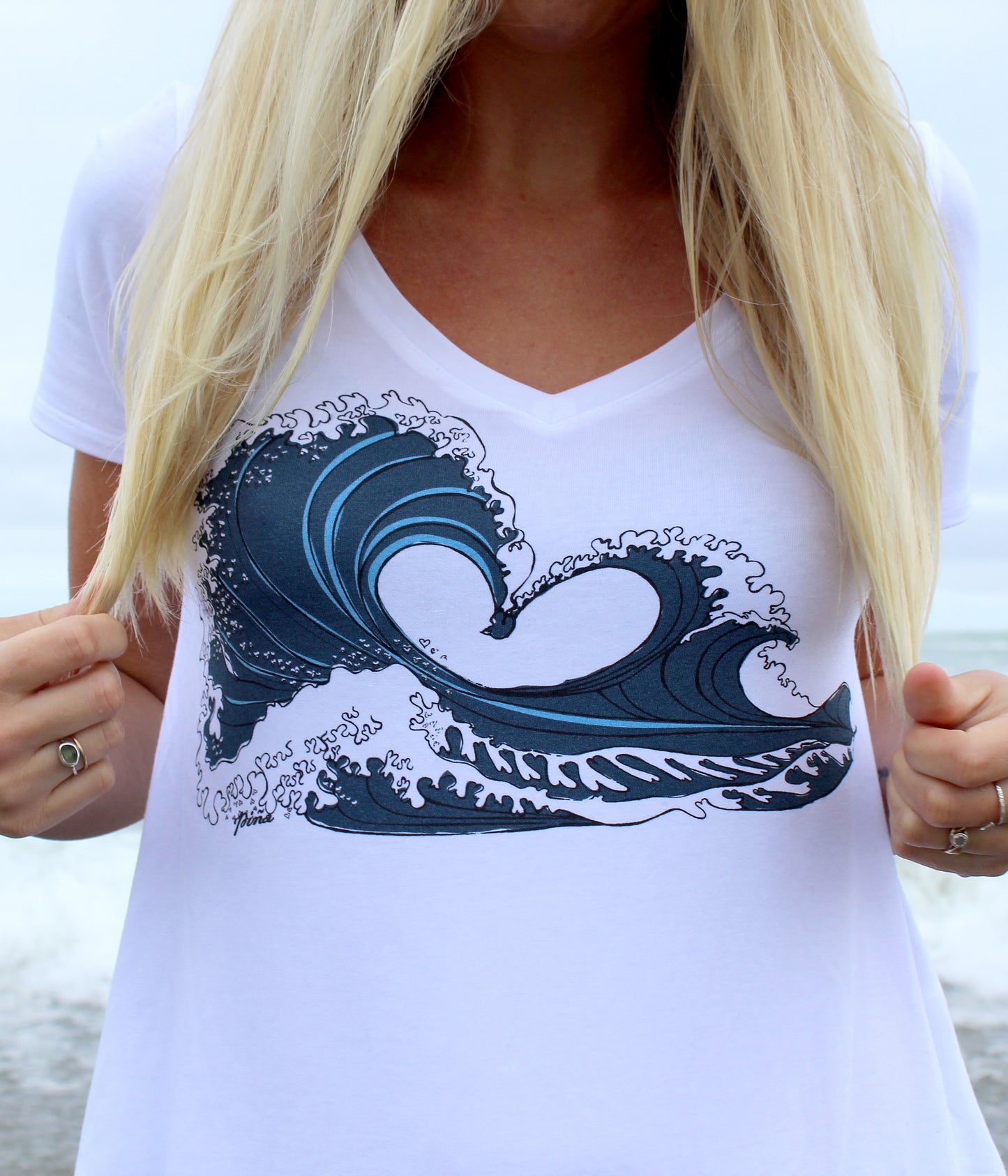 Love Wave in Colour Ladies Bamboo V-Neck Tee